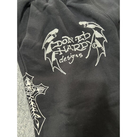Ed Hardy wide leg graphic pants Lrg Goth Grunge Y2K Emo NWT - Picture 4 of 12